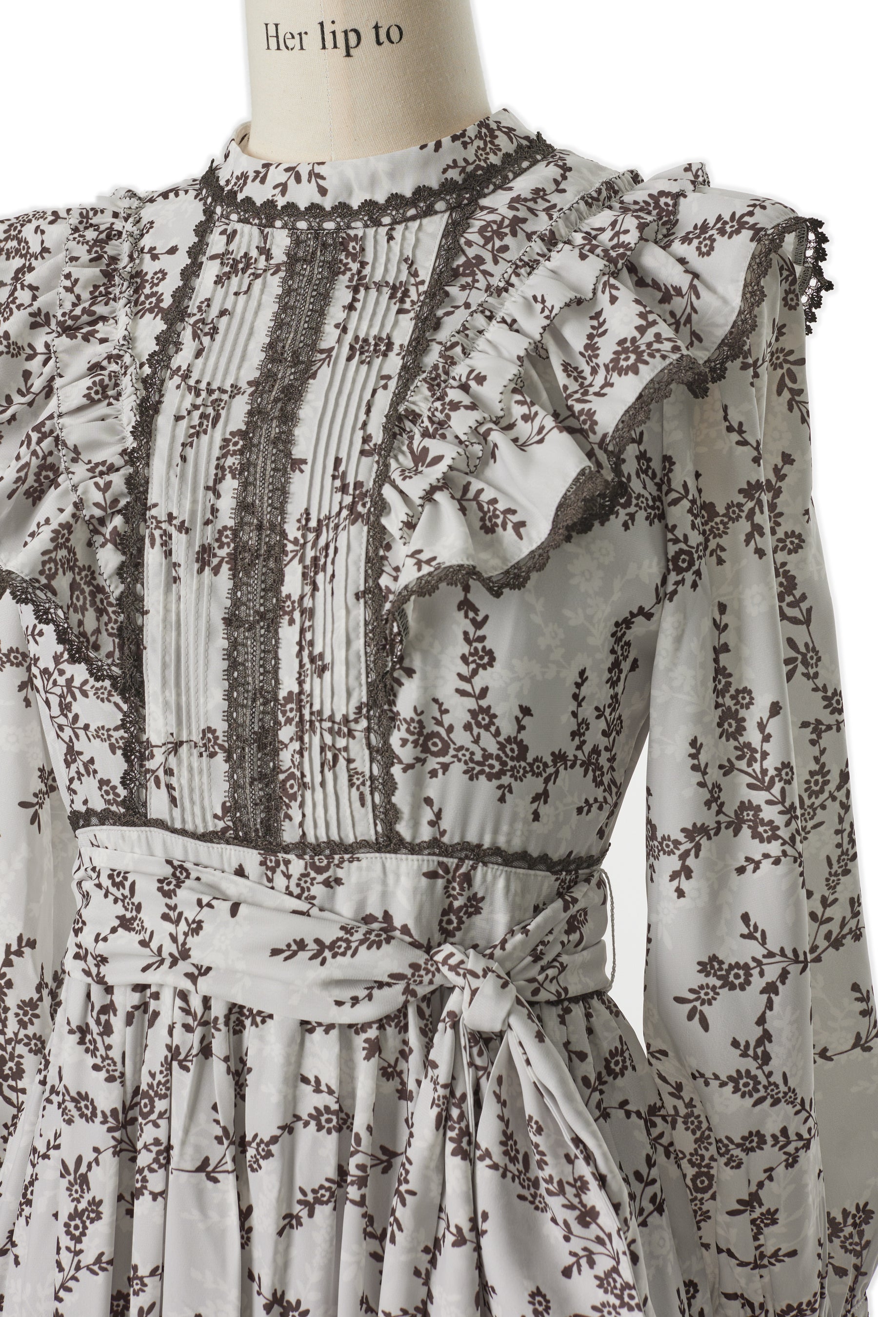 Pedicel Lace-Trimmed Long Dress S - ロングワンピース