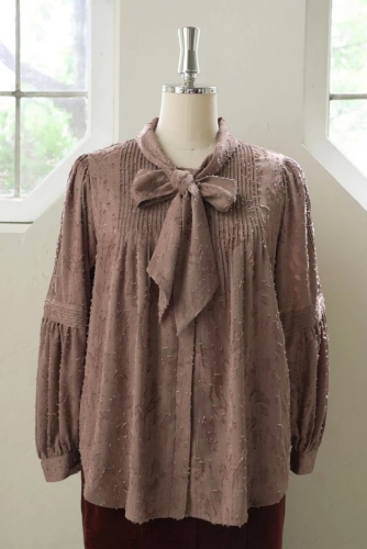 Bow-Tie Lace Trimming Blouse