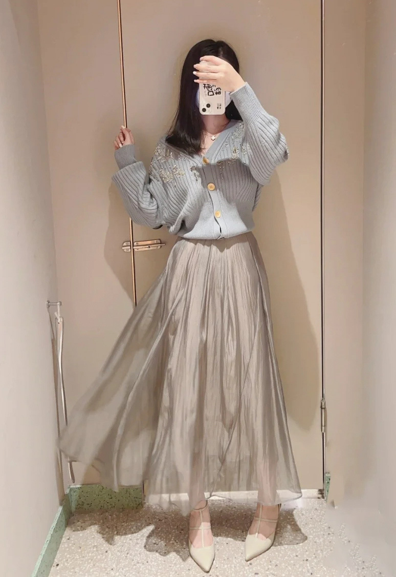 新品タグ付☆NOBLE シャイニーギャザースカート 38 - スカート