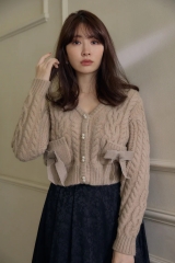 Double Bow Cable Knit Cardigan