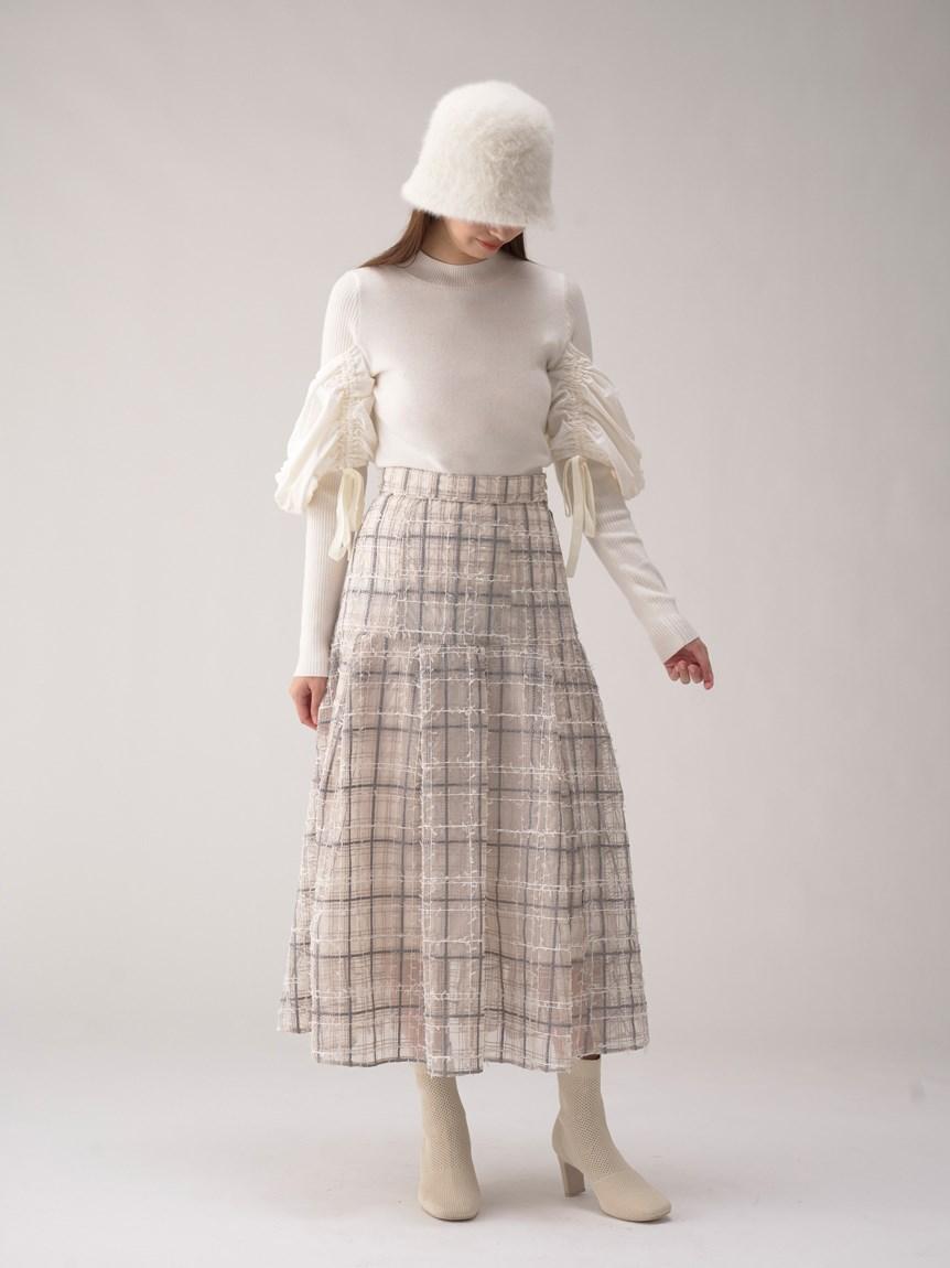 １カラースナイデル ❣️ シアーチェックボリュームスカート
