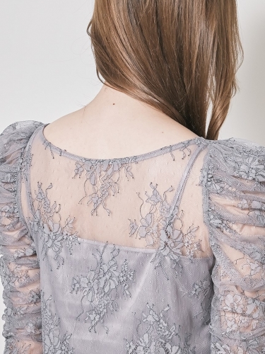 レースギャザーディテールブラウス