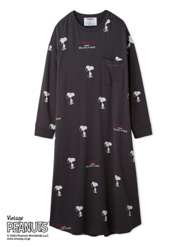 正規品♡スヌーピー♡SNOOPY柄ワンピース♡ダークグレー PEANUTS】SNOOPY柄ワンピース