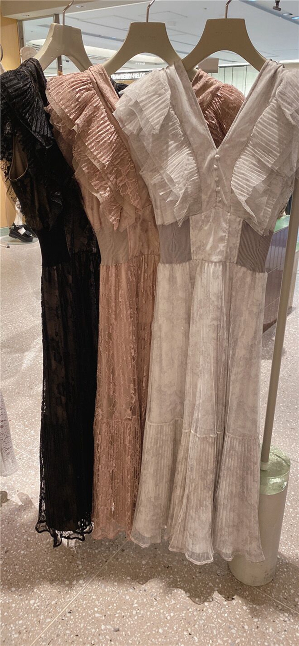 SNIDEL ラメプリーツレースドレス 7月中旬入荷予定 ラメプリーツレースドレス