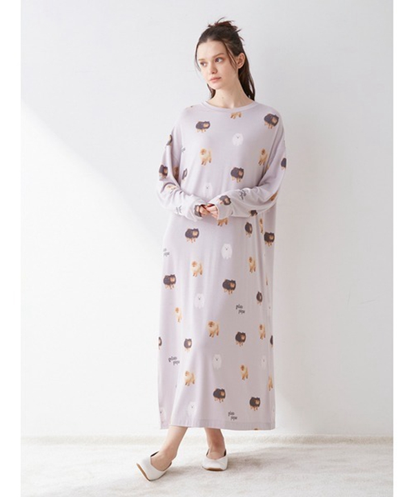 gelato pique ブラックロングワンピース　ジェラピケ gelato pique（ジェラートピケ）の「シフォンカップインロング