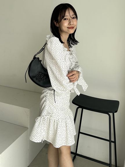3月中下旬入荷予定 プリントギャザーミニワンピース SNIDEL 