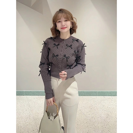 SNIDEL スナイデル リボンモチーフカーディガン SWNT241156