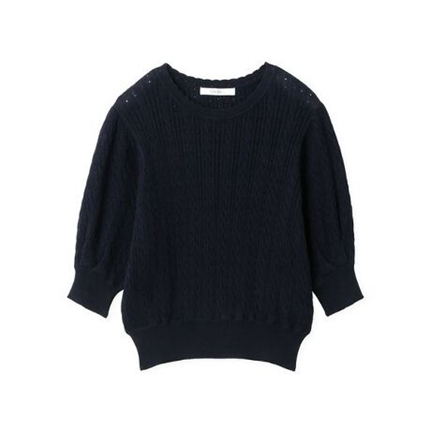 SNIDEL ハーフスリーブ柄編みニットプルオーバー SNIDEL ハーフスリーブ柄編みニットプルオーバー
