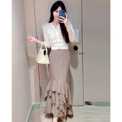 SNIDELスナイデル ヘムフリルマーメイドスカート マキシ丈/ロング