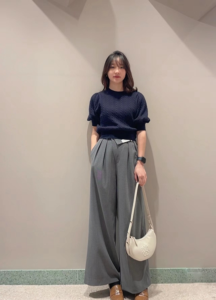 SNIDEL ハーフスリーブ柄編みニットプルオーバー SWNT241167