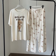 アイスドッグワンポイントTシャツ&アイスドッグ柄ロングパンツ　セット　gelato pique