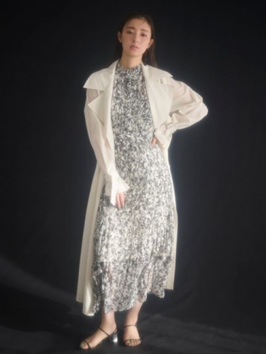 FRAY I.D プリーツデザインシフォンプリントワンピ　FWFO241139 FRAY I.D (セール20%OFF) / フレイアイディー プリーツデザイン