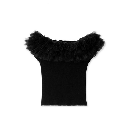 SNIDEL/スナイデル同型 ボリュームチュールドッキングニットプルオーバー