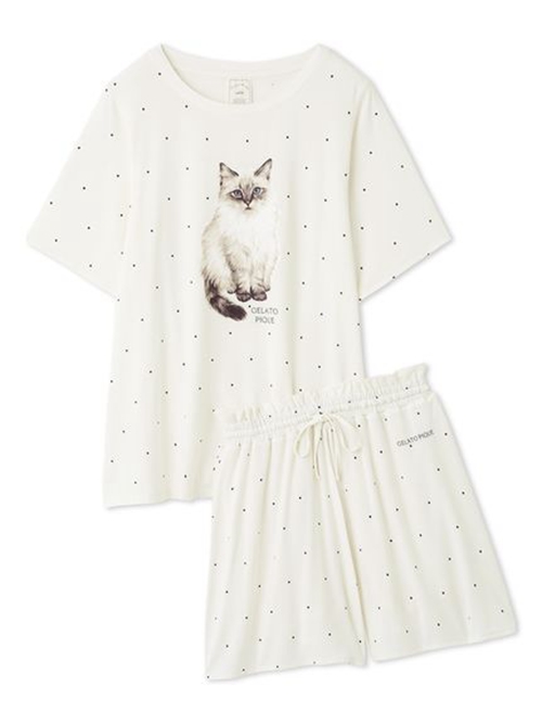 gelato pique / ジェラート ピケ同型 CATドット柄ワンポイントTシャツ