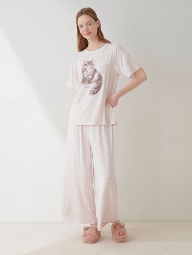 gelato pique / ジェラート ピケ同型 CATドット柄ワンポイントTシャツ