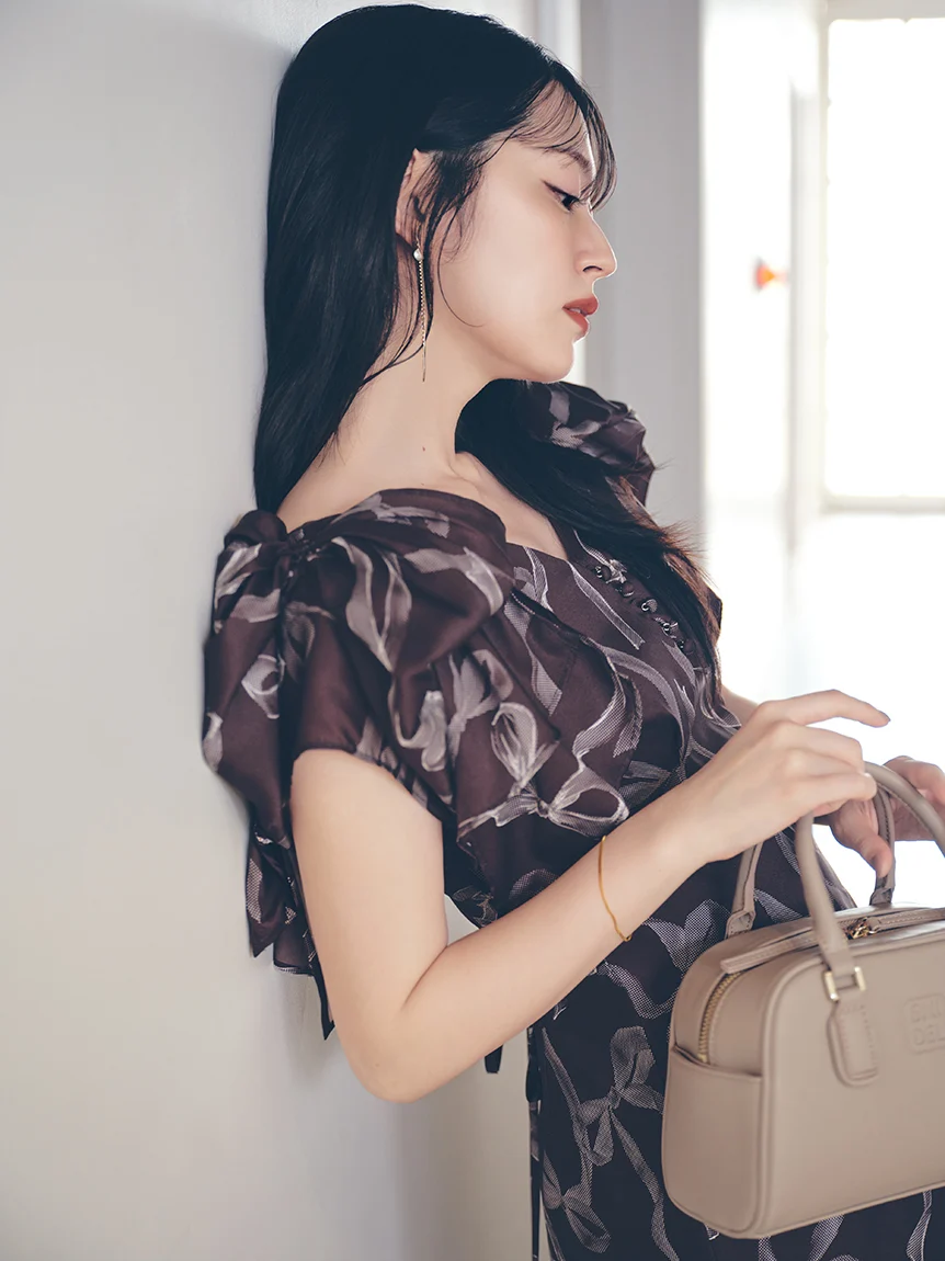 リボンスリーブデザインワンピース snidel リボンスリーブデザインワンピース