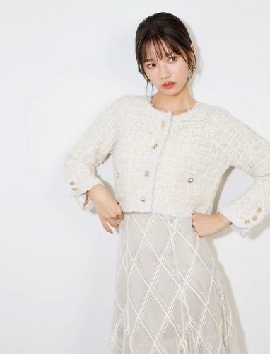 SNIDEL ラメツイードニットカーディガン スナイデル ラメツイード