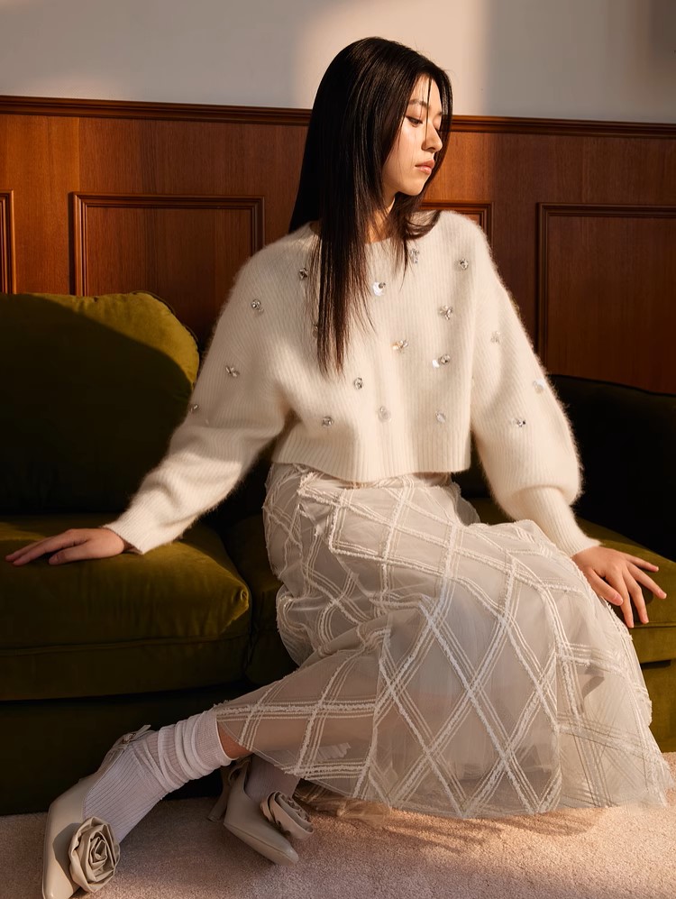 スナイデル同型 エンブロイダリーチェックチュールスカート