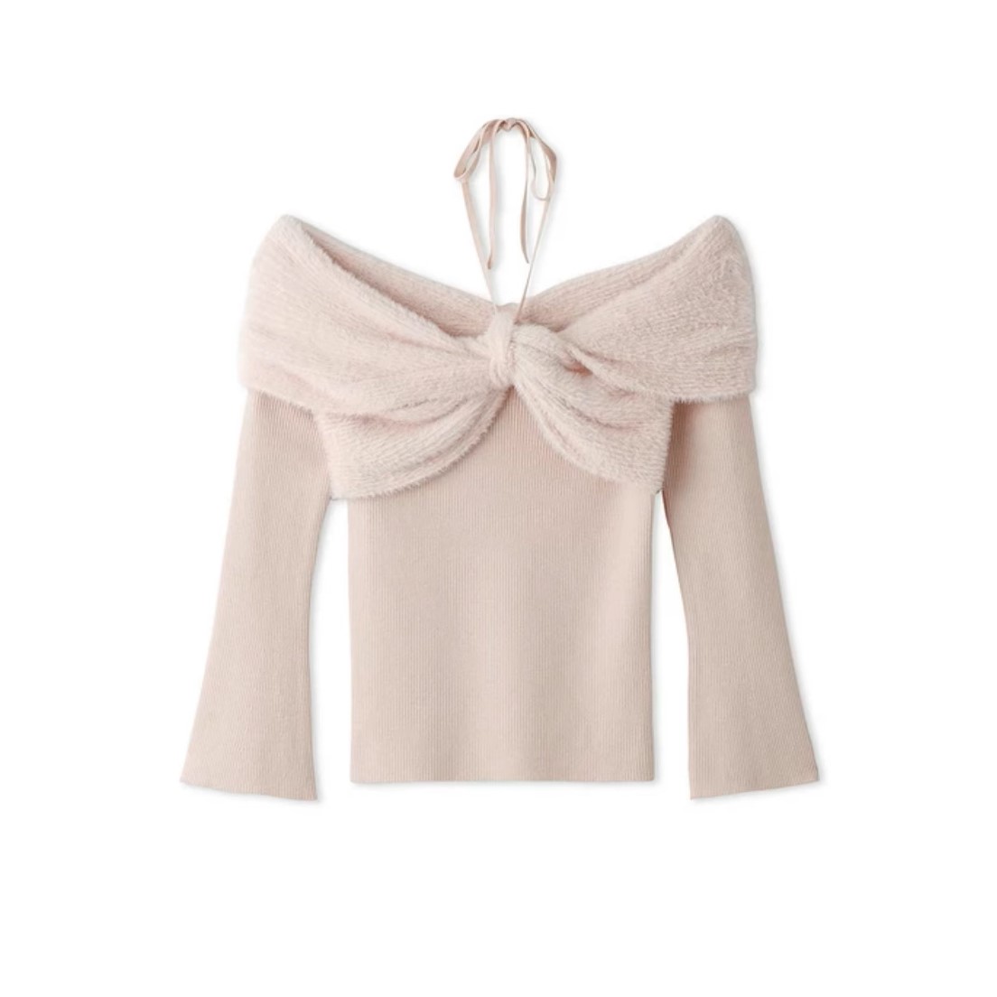 SNIDEL スナイデル　オフショルダーリボンニット ピンク SNIDEL（スナイデル） ニット セーター ショルダーリボンオフショル