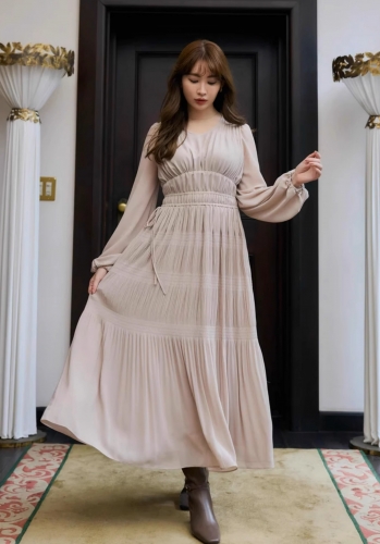 ワンピース Majolica Pleated Chiffon Long Dress 11月下旬入荷予定 herlipto同型 Majolica Pleated Chiffon Long