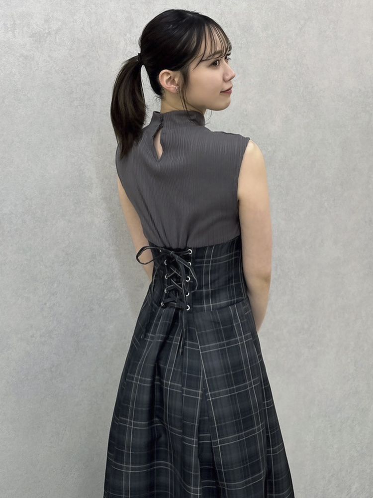 dazzlin ノースリーブコルセットワンピース ダズリン dazzlin チェックノースリーブコルセットワンピース
