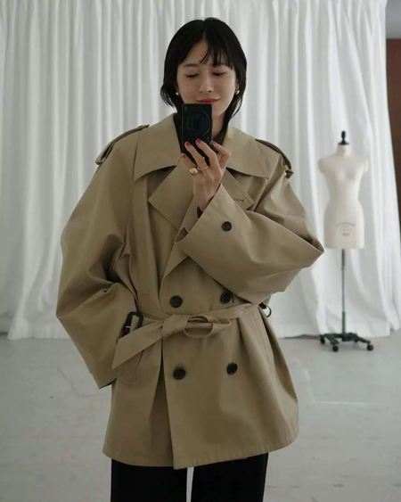 クラネ OVER SHORT TRENCH COAT ネイビー サイズ2 OVER SHORT TRENCH COAT（トレンチコート）｜CLANE（クラネ）の