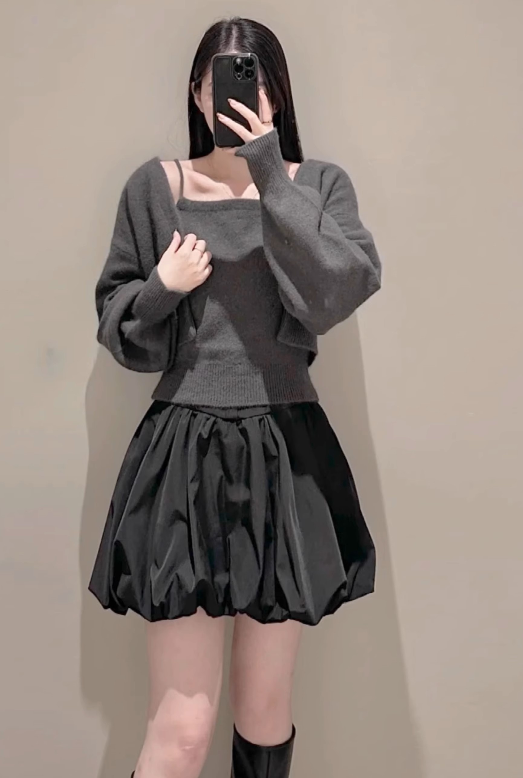 SNIDELスナイデル 同型 バルーンミニスカート