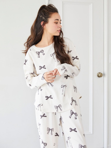 ジェラート ピケ リボン柄プルオーバー＆ロングパンツ