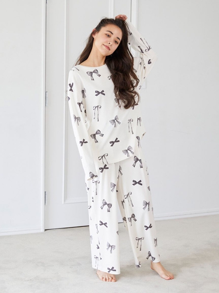 ジェラート ピケ リボン柄プルオーバー＆ロングパンツ