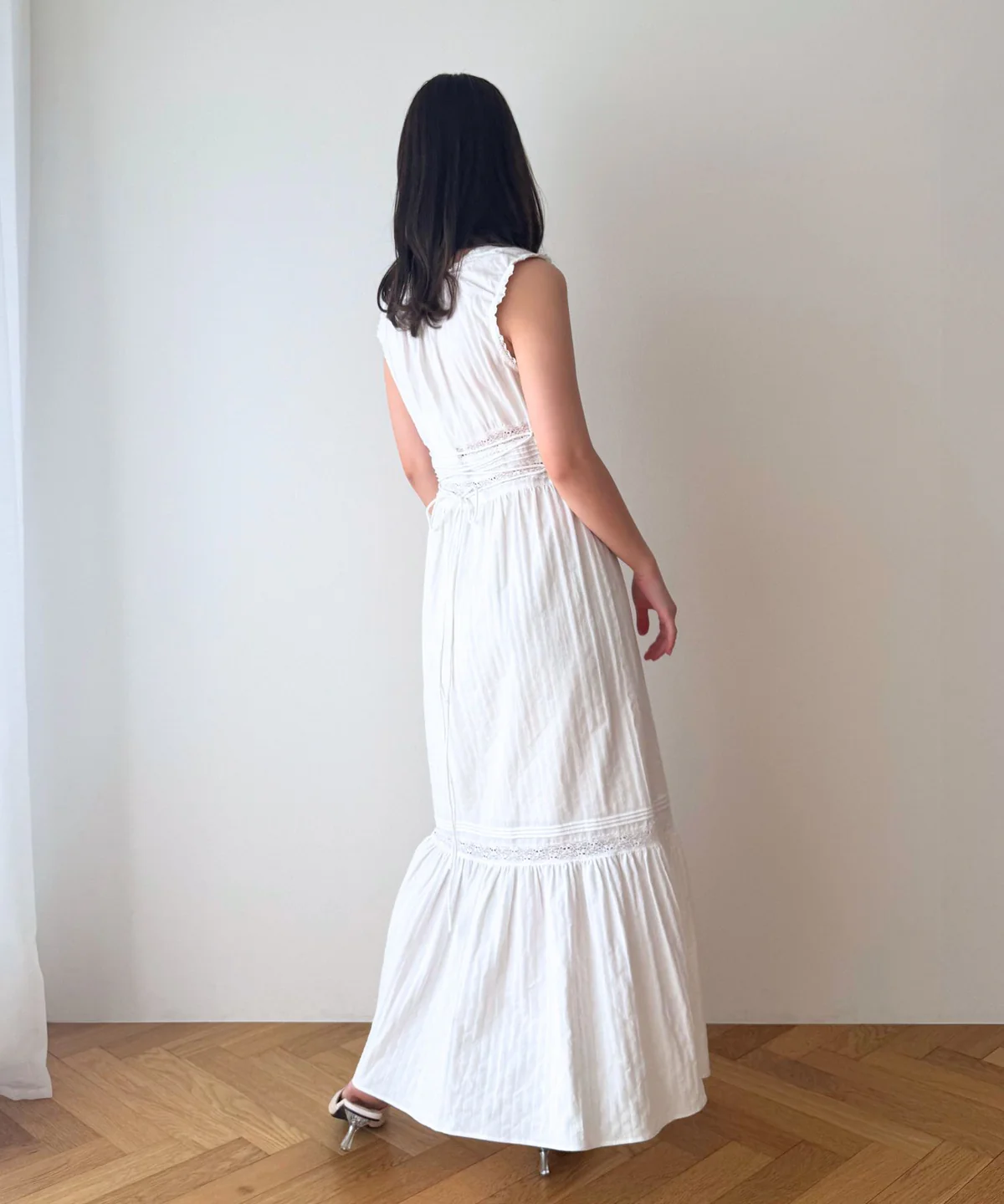 DEICY コットンレースストライプワンピース