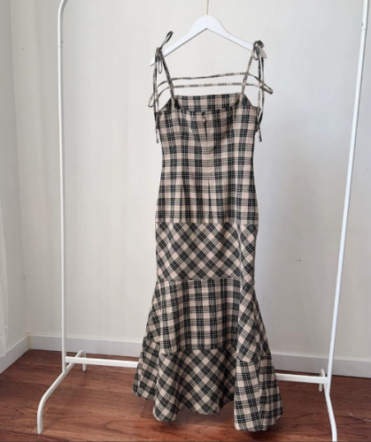 アンドマリー ANDMARY Cecily check long dress タグ付き