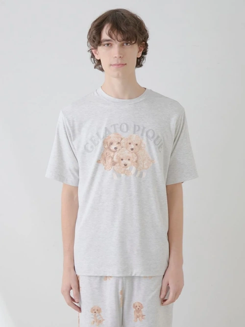 HOMME】トイプードルワンポイントTシャツ&トイプードル柄ハーフ