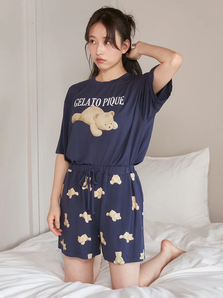 あざらしワンポイントTシャツ&ショートパンツセット gelato pique ジェラートピケ 接触冷感 あざらしワンポイントT