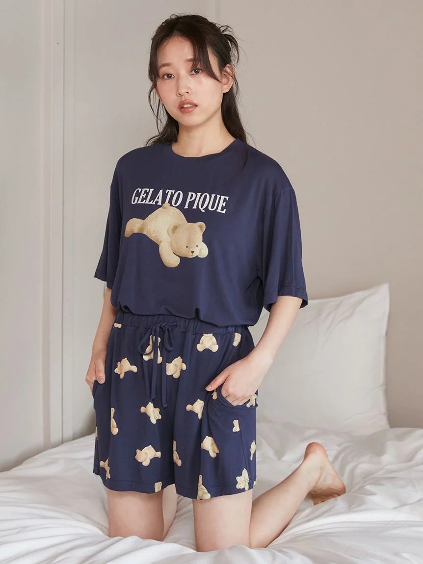 ベアワンポイントTシャツ&ショートパンツセット