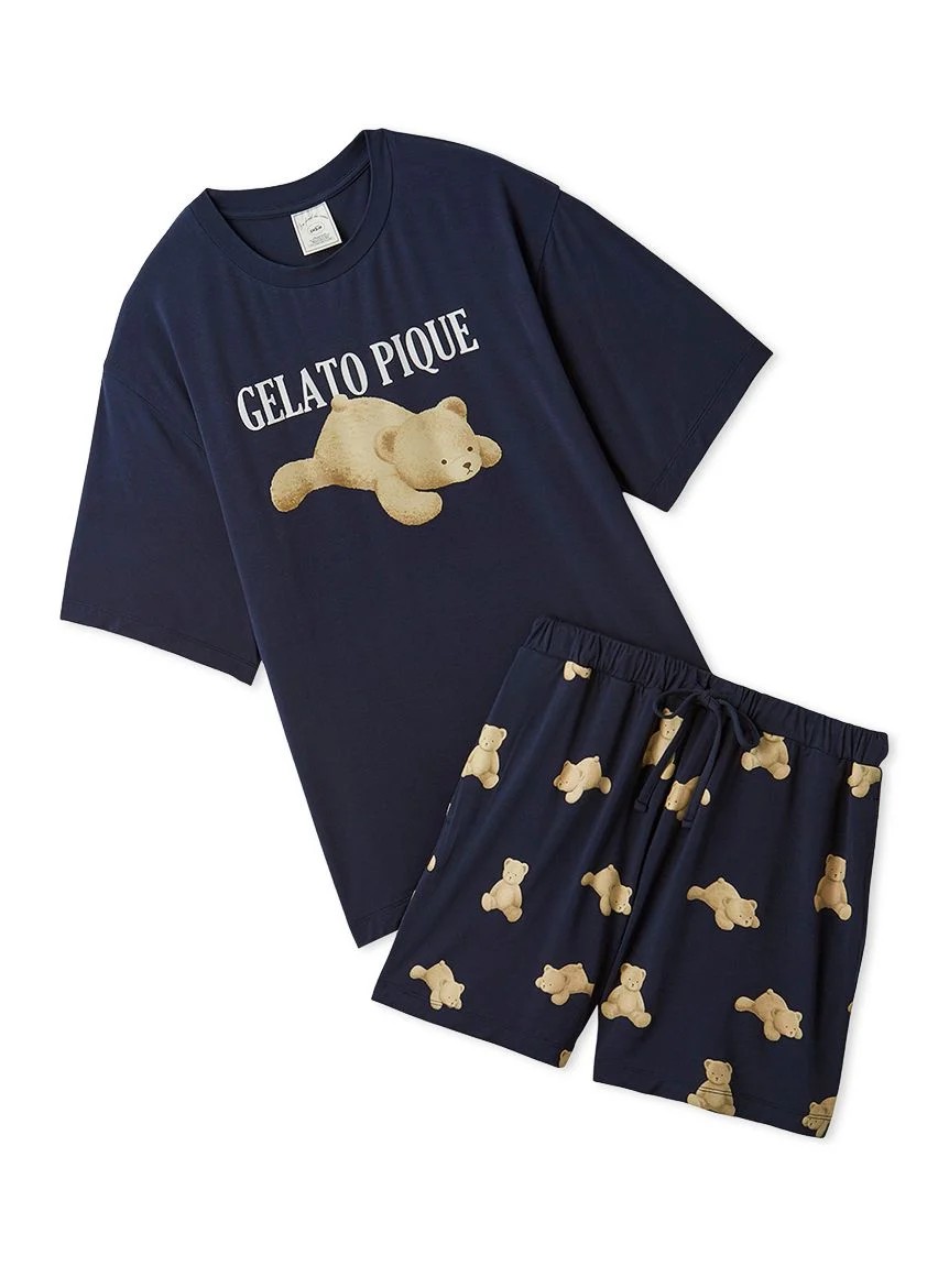 あざらしワンポイントTシャツ&ショートパンツセット 接触冷感】あざらしワンポイントTシャツ＆あざらし柄ショート