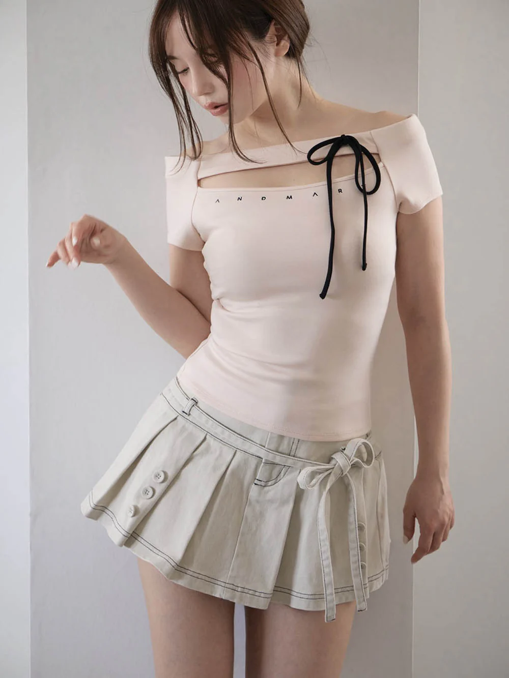 Kika button mini skirt
