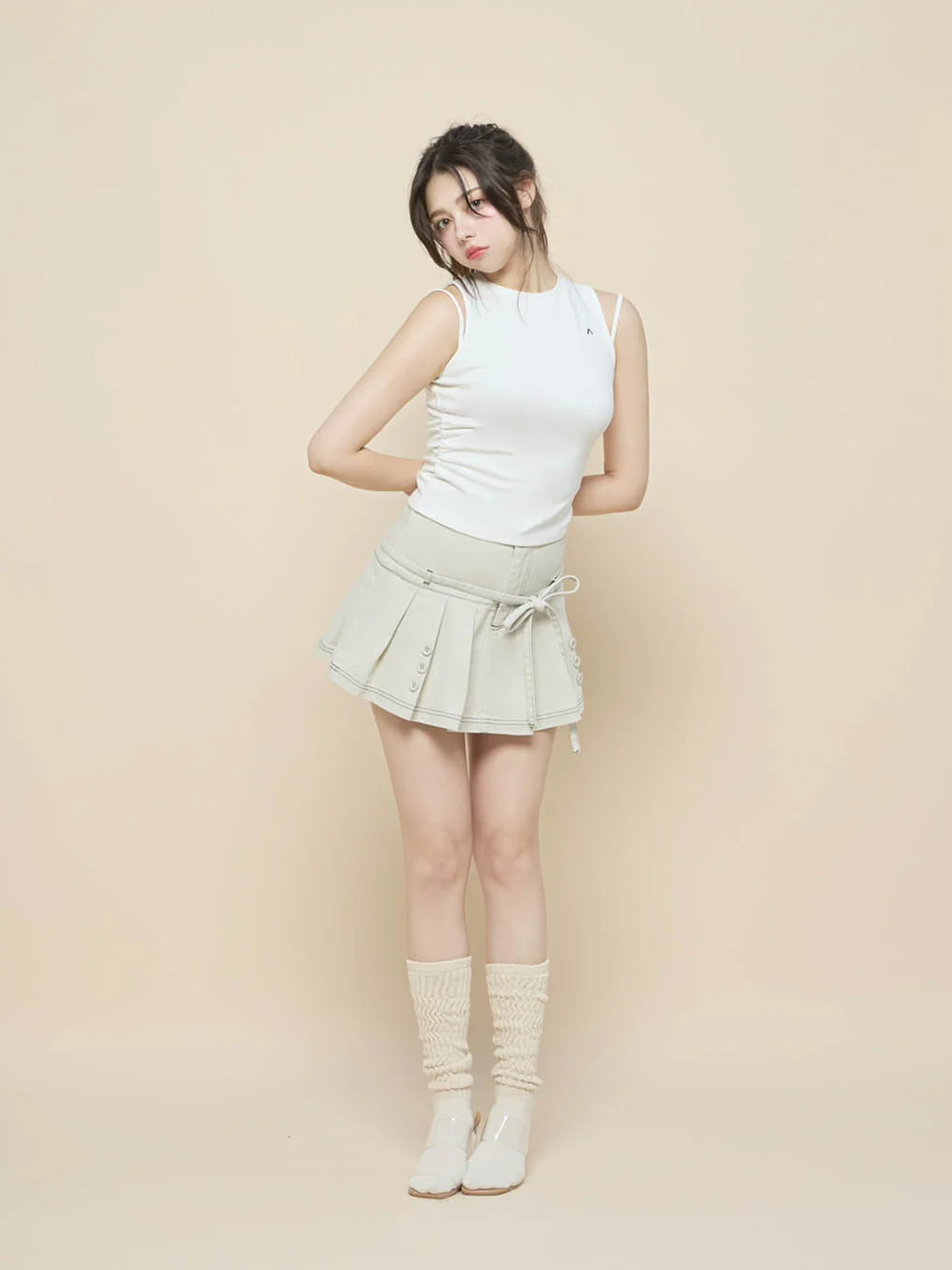 Kika button mini skirt