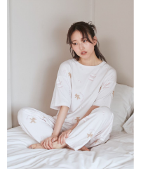 【接触冷感】あざらしワンポイントTシャツ&ロングパンツ　ホワイト HOMME】【接触冷感】あざらしワンポイントTシャツ(カットソー・T