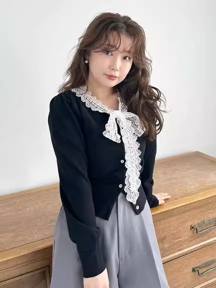 10月中旬入荷予定 レースボウタイカーディガン