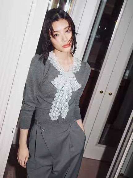 10月中旬入荷予定 レースボウタイカーディガン