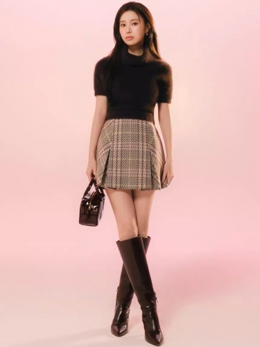 snidel Sustainableロービングチェックミニスカート