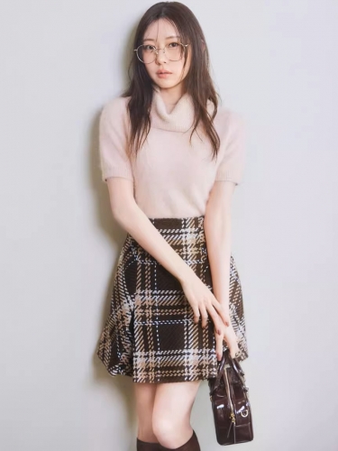 snidel Sustainableロービングチェックミニスカート
