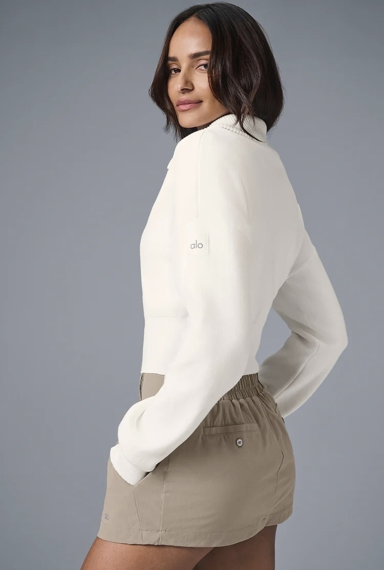 Alo Yoga】アローヨガ Scholar Knit Cropped Full Zip Jacket