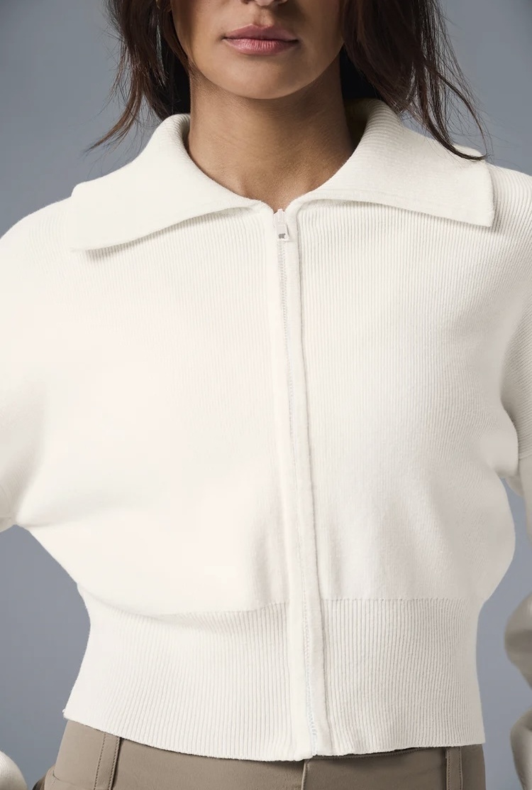Alo Yoga】アローヨガ Scholar Knit Cropped Full Zip Jacket