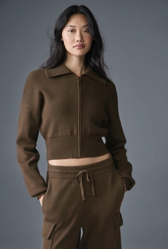 Alo Yoga】アローヨガ Scholar Knit Cropped Full Zip Jacket