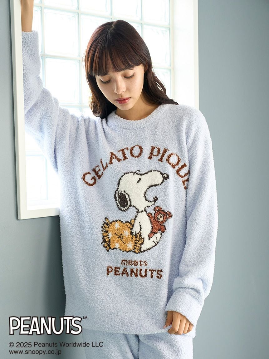 【PEANUTS】オリジナルアート ジャガードプルオーバー＆ロングパンツセット PEANUTS】オリジナルアート ジャガードプルオーバー＆ロングパンツセット