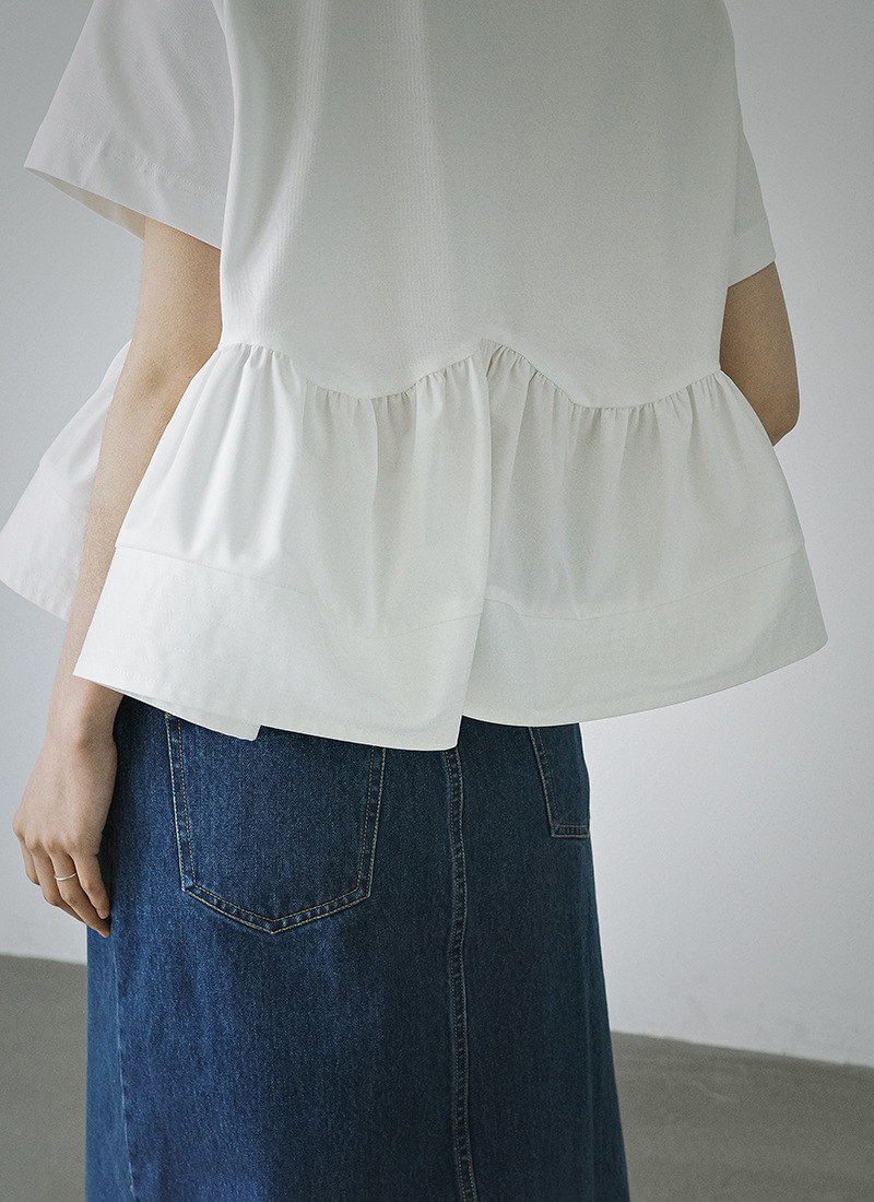 machatt マチャット ボリュームペプラムT Tシャツブラック レディース