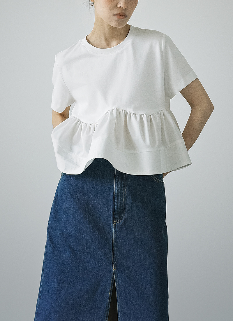 machatt マチャット ボリュームペプラムT Tシャツブラック レディース