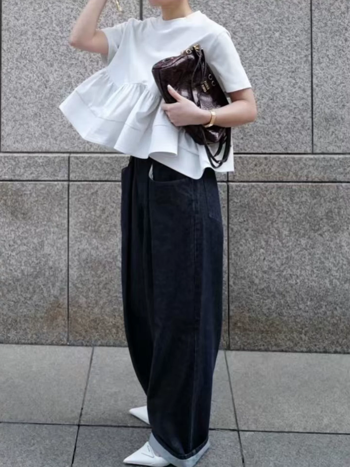 MACHATT ボリュームペプラムTシャツ