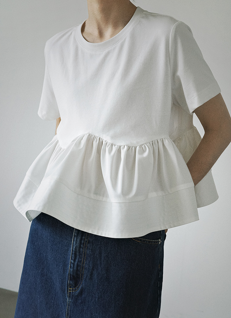 MACHATT ボリュームペプラムTシャツ